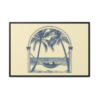 Palm Retreat Hammock Canvas Wall Art with Frame